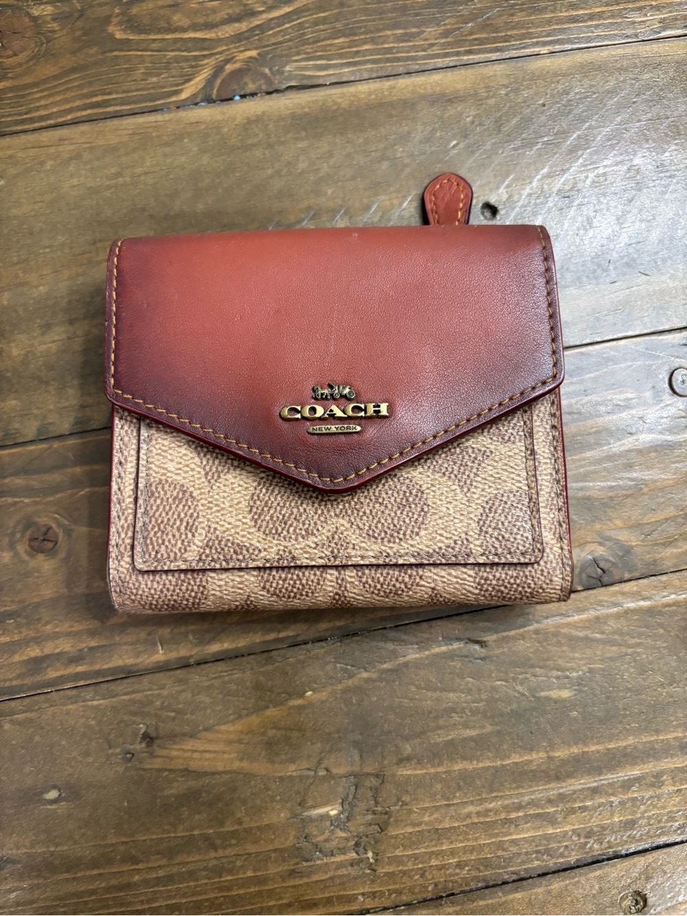 Coach Signature Canvas Colorblock Trifold Wallet